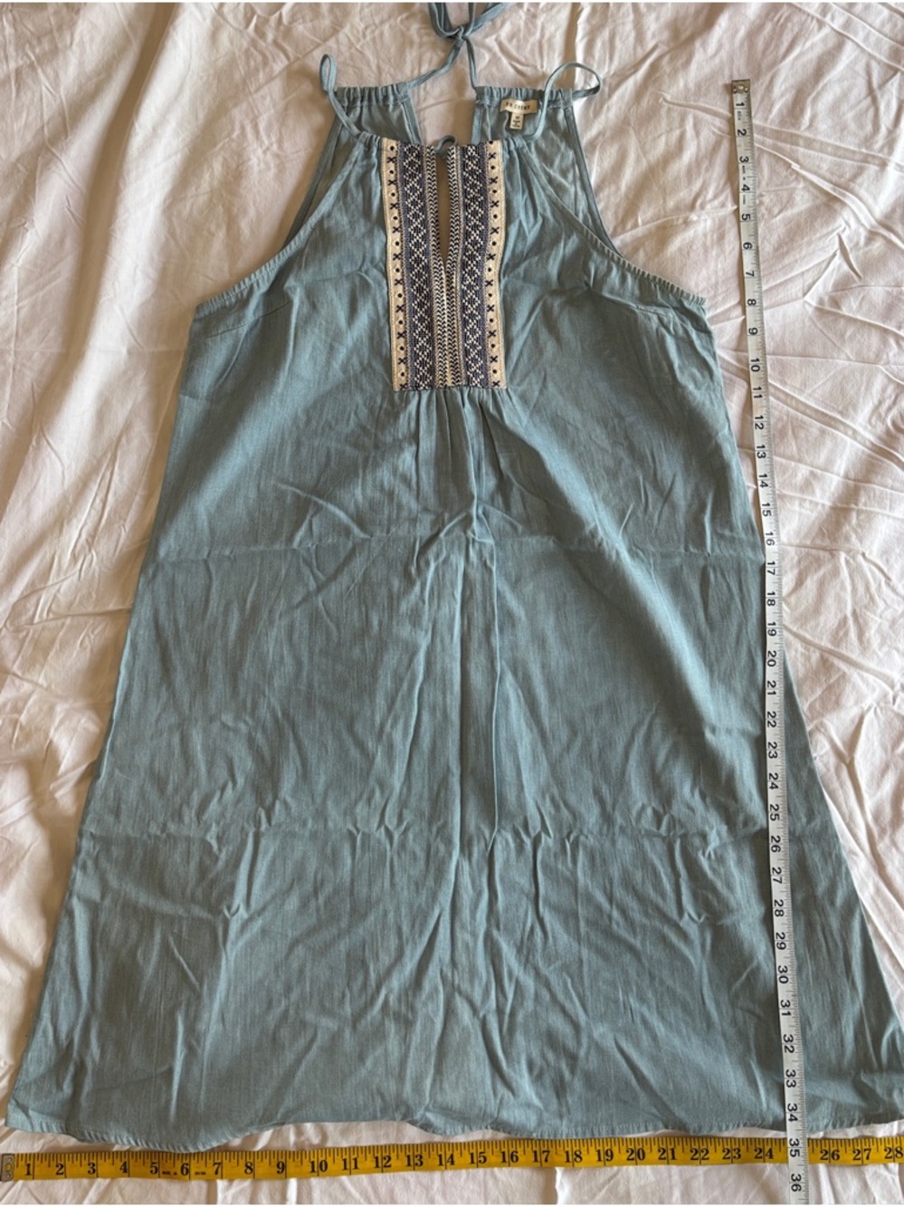 Light Blue Embroidered Midi Dress - Women's Halter Style
